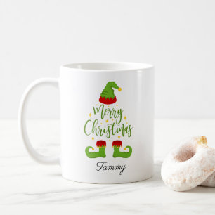 Individuelle Name Elf Frohe Weihnachten Kaffeetasse
