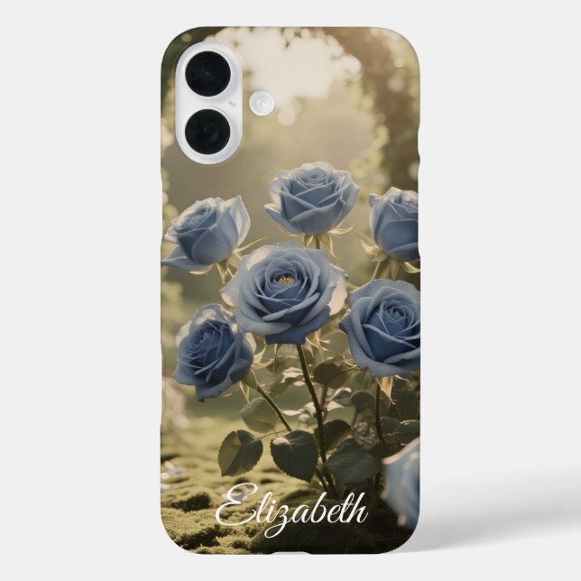 Individuelle Name Enchanted Blue Rose Romantische  Case-Mate iPhone Hülle (Rückseite)
