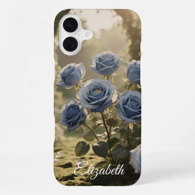 Individuelle Name Enchanted Blue Rose Romantische  iPhone Hülle (Rückseite)