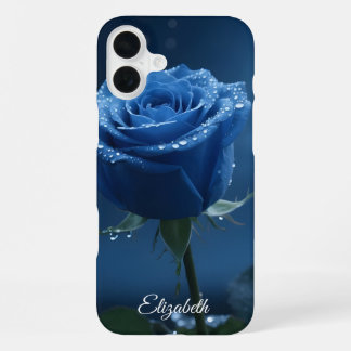 Individuelle Name Enchanted Blue Rose Romantische  iPhone 16 Plus Hülle