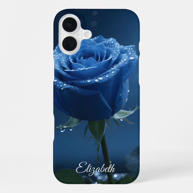 Individuelle Name Enchanted Blue Rose Romantische  iPhone Hülle (Rückseite)
