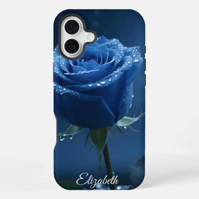 Individuelle Name Enchanted Blue Rose Romantische  iPhone Hülle (Rückseite)