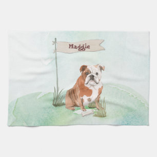 Individuelle Name English Bulldog Hund Geschirrtuch