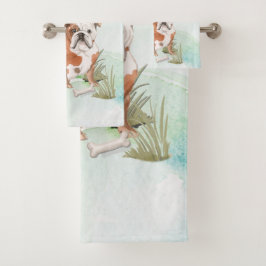 Individuelle Name English Bulldog Pet Hund Badhandtuch Set