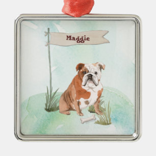 Individuelle Name English Bulldog Pet Hund Ornament Aus Metall