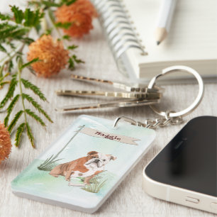 Individuelle Name English Bulldog Pet Hund Schlüsselanhänger