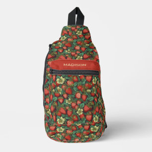 Individuelle Name Erdbeeren Muster Crossbody Bag