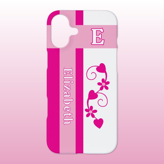 Individuelle Name erste Blume Herzen rosa iPhone Hülle (Von Creator hochgeladen)