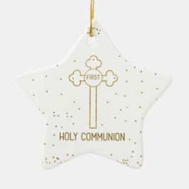 Individuelle Name Erste heilige Kommunion Gold Loo Keramik Ornament