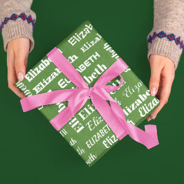 Individuelle Name Erstmaliges Monogram-Weißes Gesc Geschenkpapier