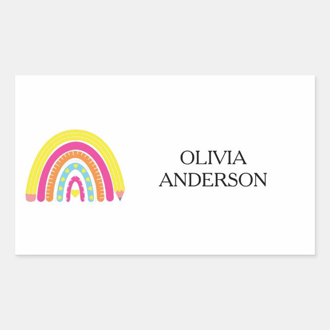 Individuelle Name-Etiketten für Schulmaterial Rechteckiger Aufkleber (Vorderseite)