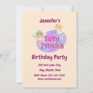 Individuelle Name Fairy Princess Birthday Party Einladung