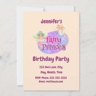 Individuelle Name Fairy Princess Birthday Party Einladung