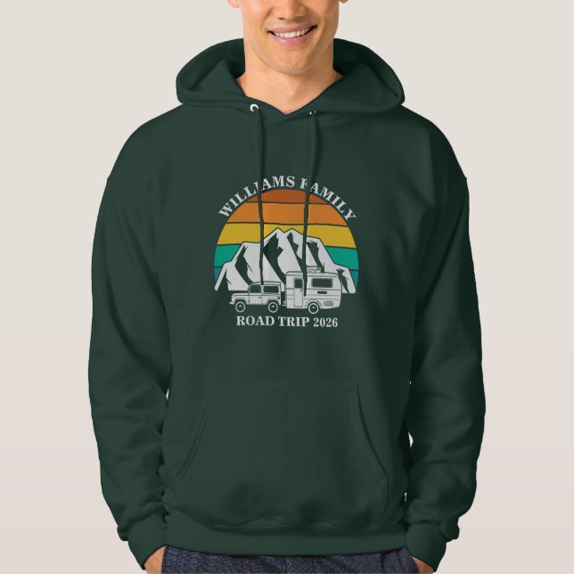 individuelle Name Familienurlaub Berg Road Trip Hoodie (Vorderseite)