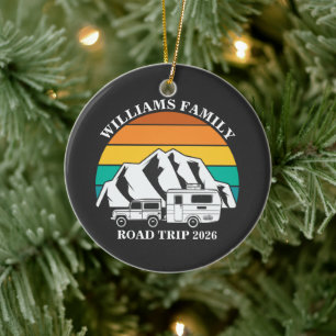 individuelle Name Familienurlaub Berg Road Trip Keramik Ornament