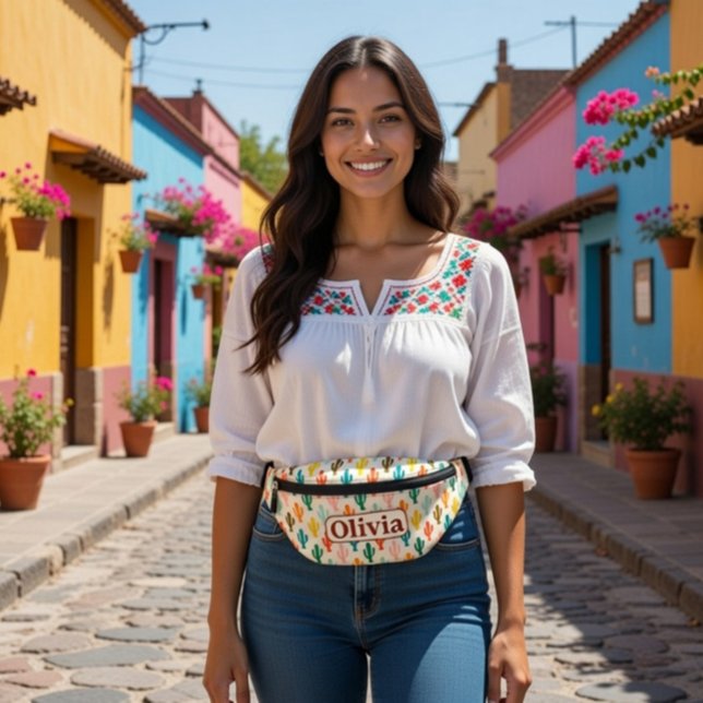 Individuelle Name Fanny Pack mit farbenfrohen Kakt Bauchtasche (Von Creator hochgeladen)