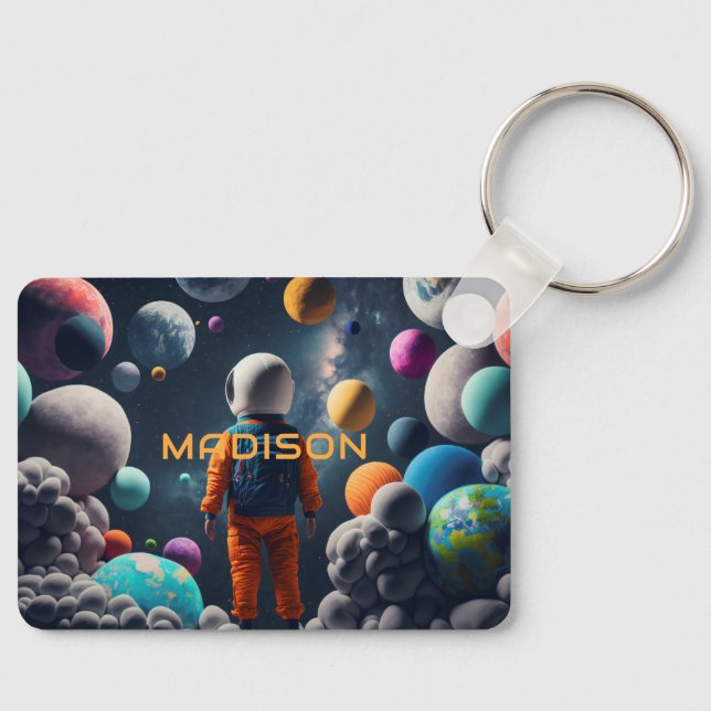 Individuelle Name Fantasy Space Kid Schlüsselanhänger (Vorderseite)