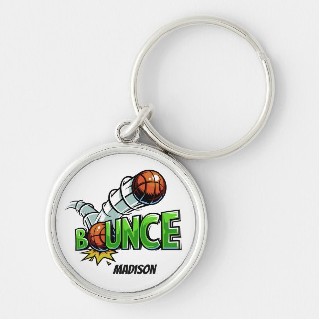 Individuelle Name & Farbe BOUNCE Basketball Schlüs Schlüsselanhänger (Vorne)