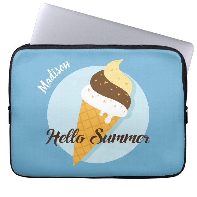 Individuelle Name & Farbe Eiscreme Hallo Laptop-Är Laptopschutzhülle (Vorderseite)