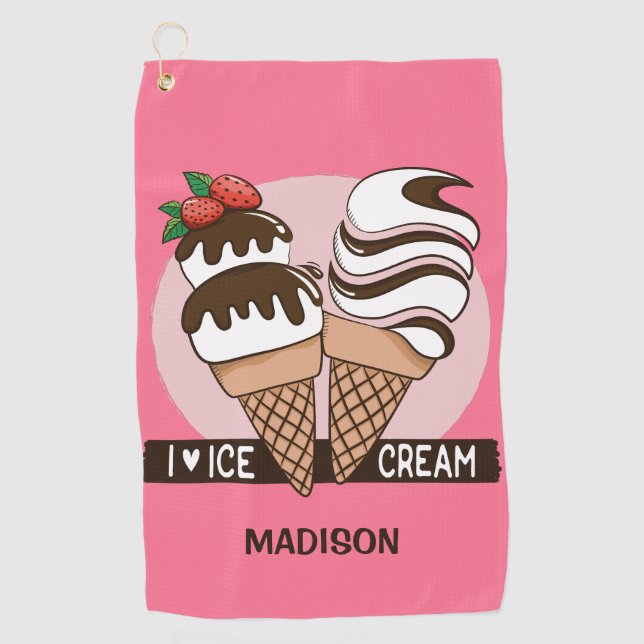 Individuelle Name & Farbe Ice Creme Lover Handtuch (Vorderseite)