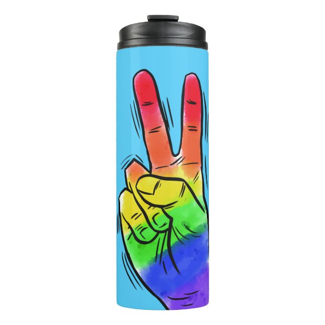 Individuelle Name & Farbe Rainbow Peace tumbler Thermosbecher (Vorderseite)