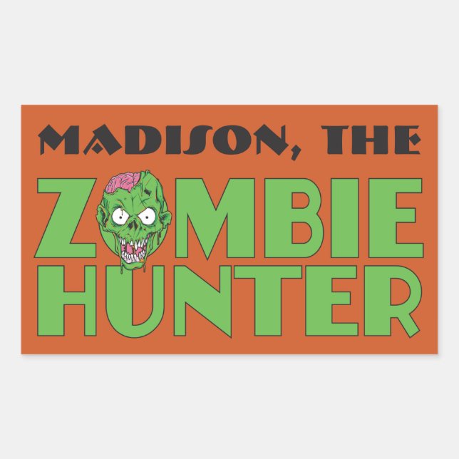 Individuelle Name & Farbe Zombie Hunter Aufkleber (Vorderseite)