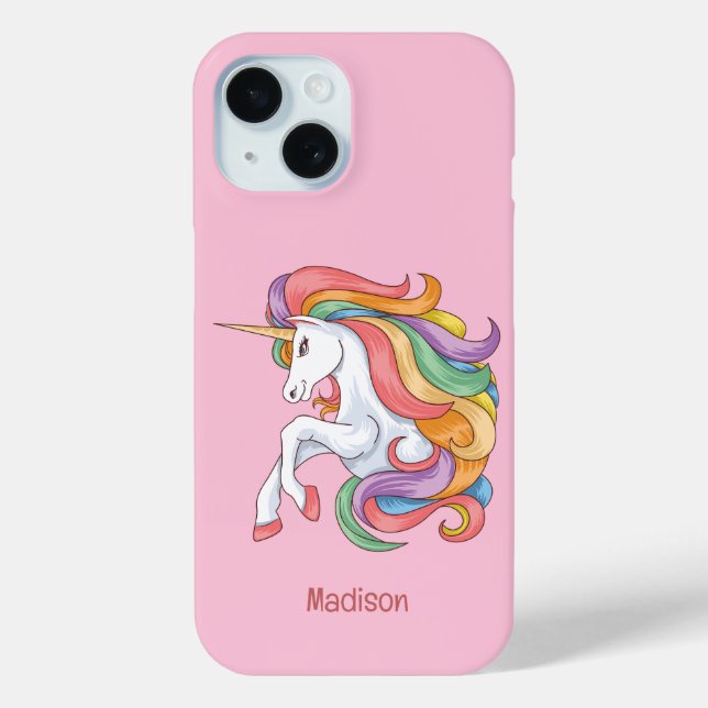 Individuelle Name Farbenfrohe Einhorn Case-Mate iPhone Hülle (Rückseite)