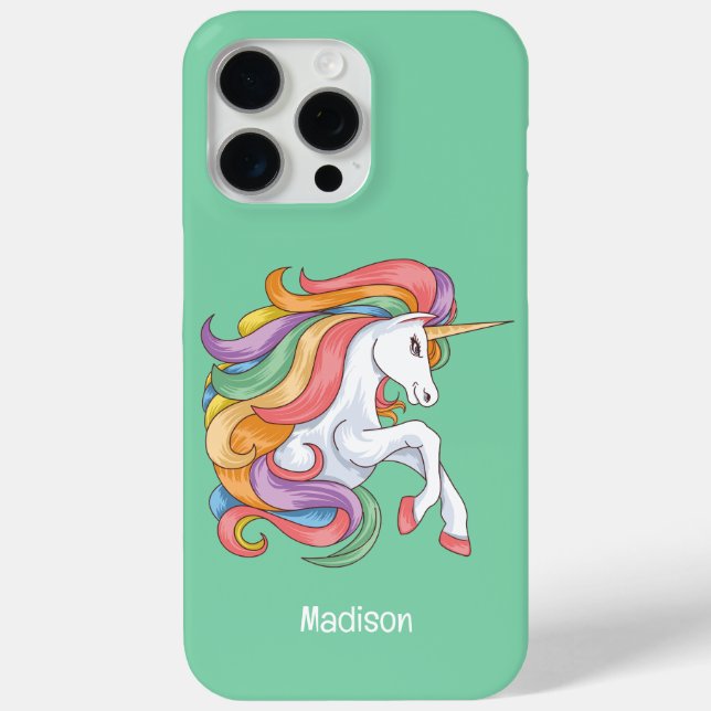 Individuelle Name Farbenfrohe Einhorn Case-Mate iPhone Hülle (Rückseite)