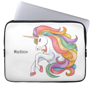 Individuelle Name Farbenfrohe Einhorn Laptopschutzhülle