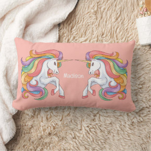 Individuelle Name Farbenfrohe Einhorn Lendenkissen