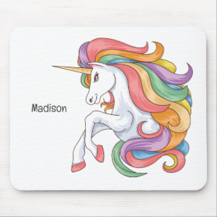 Individuelle Name Farbenfrohe Einhorn Mousepad