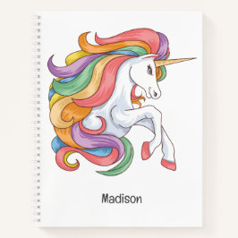 Individuelle Name Farbenfrohe Einhorn Notizbuch