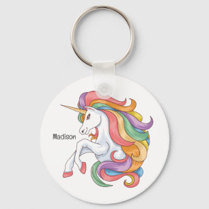 Individuelle Name Farbenfrohe Einhorn Schlüsselanhänger