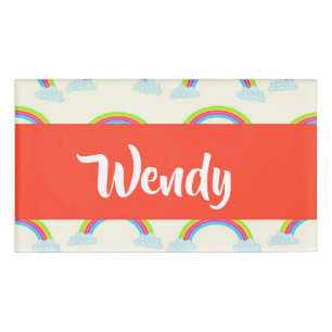 Individuelle Name farbenfrohe Regenbögen und Wolke Namenschild