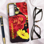 Individuelle Name Farbenfrohe Rose Blume Bouquet Samsung Galaxy Hülle<br><div class="desc">Ein farbenfroher Blume-Strauß von Rose und Gänseblümchen fotografiert den Hintergrund auf diesem Template-Design-Fall. Füllen Sie das Vorlagenfeld mit einem Namen oder Initialen aus, entfernen Sie den Text oder klicken Sie auf Anpassen, um einen Schriftart in Stil, Größe und Farbe auszuwählen, die Sie bevorzugen. Überlegen Sie Ihr neues Handy auch auf...</div>