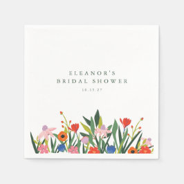 Individuelle Name Farbenfroher Garten Blumenstrauß Serviette