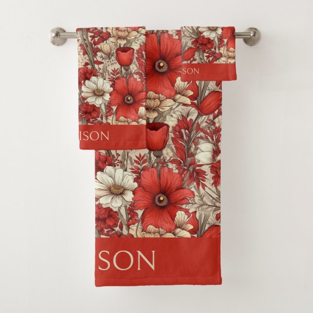 Individuelle Name Farbiges Blume Muster Badhandtuch Set (Insitu)