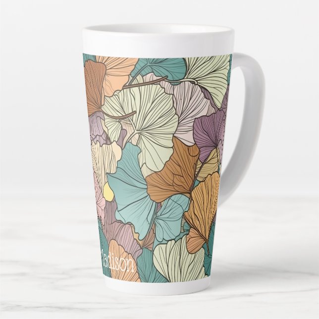 Individuelle Name Farbiges Leaf-Muster Milchtasse (Rechte Ecke)