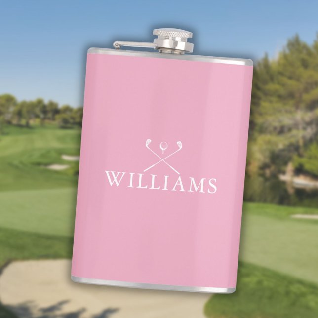 Individuelle Name Feminine Pink Golf Clubs Flachmann (Custom Name Feminine Pink Golf Clubs Flask)