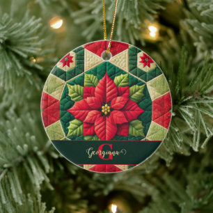 Individuelle Name Festivals Blumenpatchwork Poinse Keramik Ornament