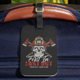 Individuelle Name Feuerwehrmann als Erster letzter Gepäckanhänger