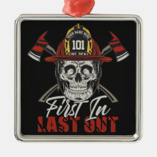 Individuelle Name Feuerwehrmann als Erster letzter Ornament Aus Metall