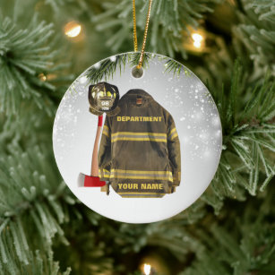 Individuelle Name-Feuerwehrmann-Geschenkfeuer und  Keramik Ornament