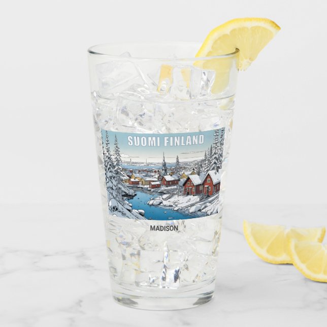 Individuelle Name Finnland Wintertäuschung Glas (Rückseite Ice)