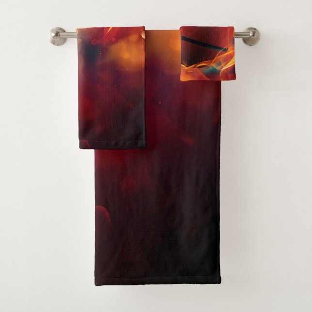 Individuelle Name Flaming Basketball Badhandtuch Set (Insitu)