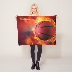Individuelle Name Flaming Basketball Fleecedecke