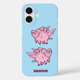Individuelle Name Fliegende Schweine iPhone 16 Hülle