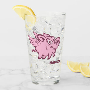 Individuelle Name Fliegende Schweine Glas