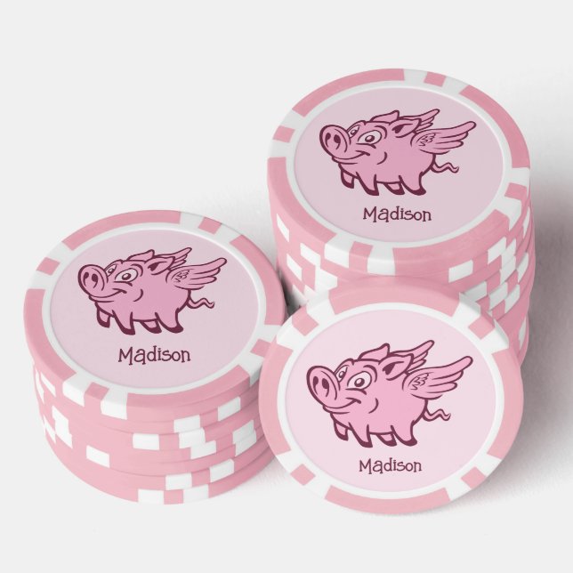 Individuelle Name Fliegende Schweine Pokerchips (Stapel)
