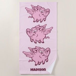 Individuelle Name Fliegende Schweine Strandtuch